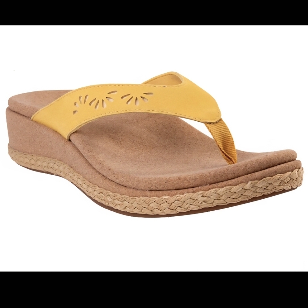 Revitalign Sunshine‎ Yellow Kate Wedge Comfortable Summer Vacation Beach Sandal